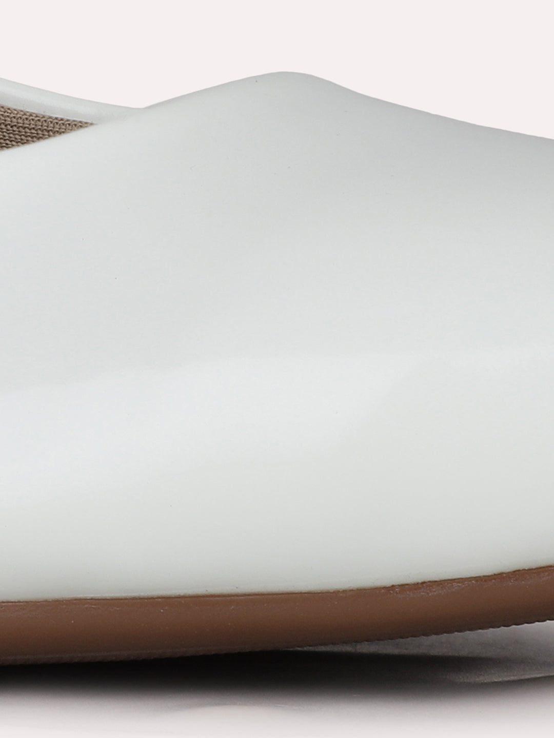 Women White Party Wear Solid Pointed Block Heel Mules