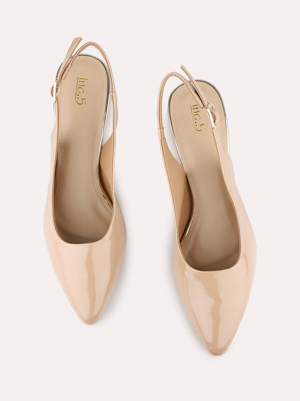 Women Beige Party Wear Solid Pointed Kitten Heel Mules