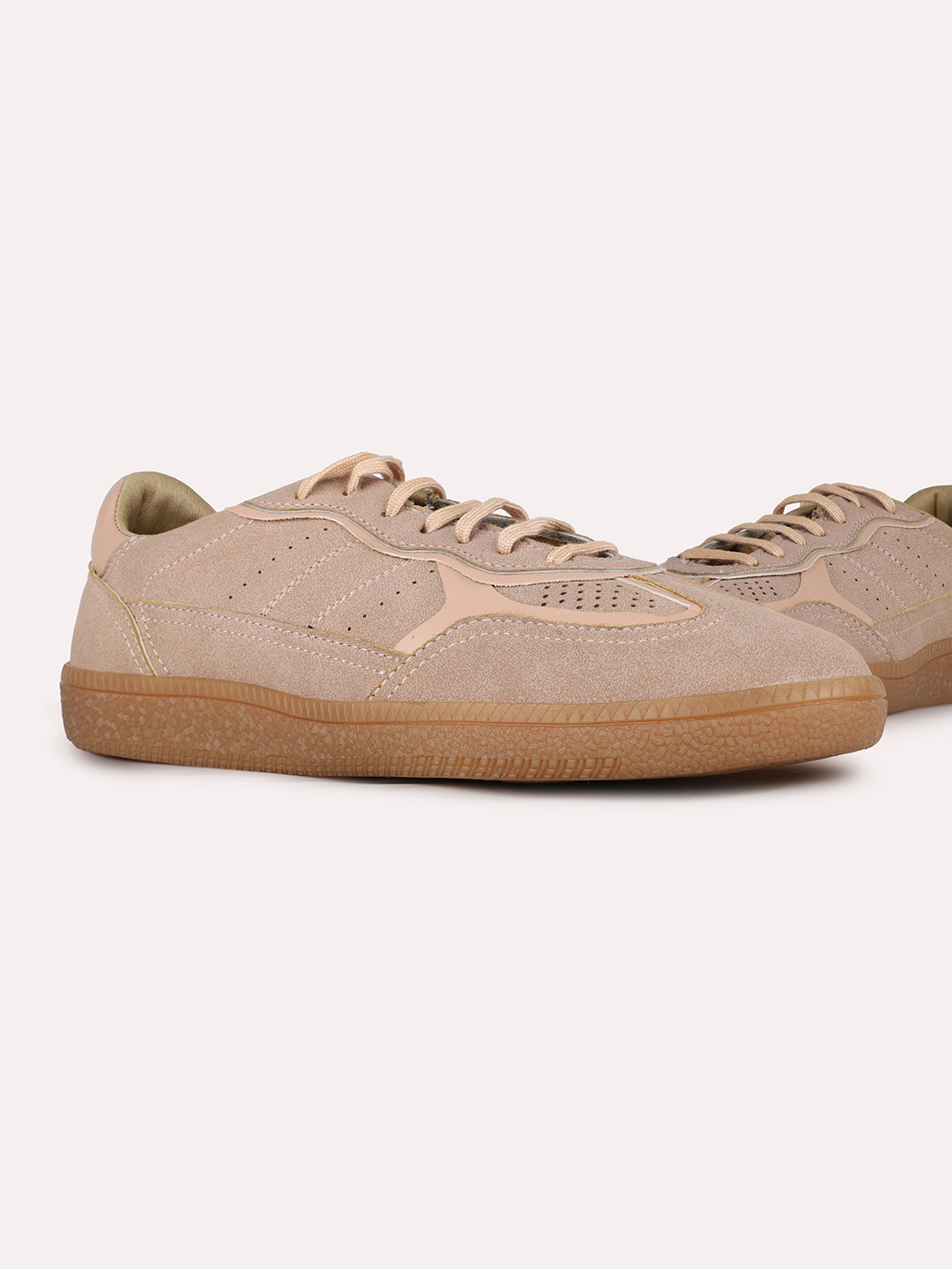 Women Peach Casual Solid Pointed Sneakers