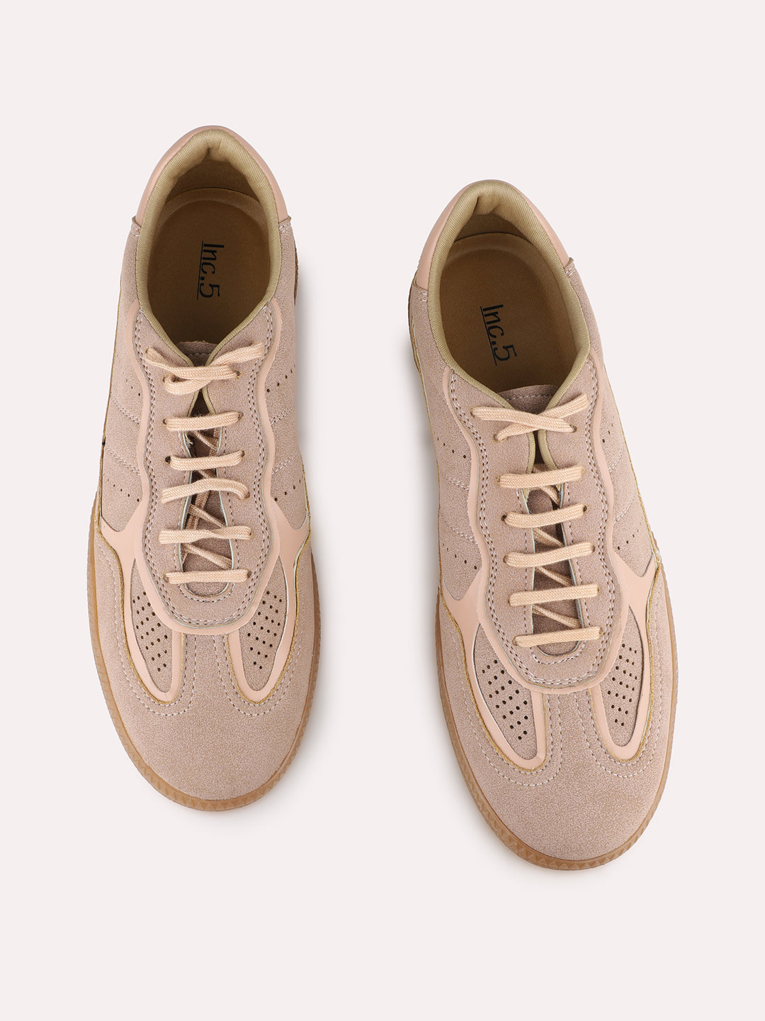 Women Peach Casual Solid Pointed Sneakers