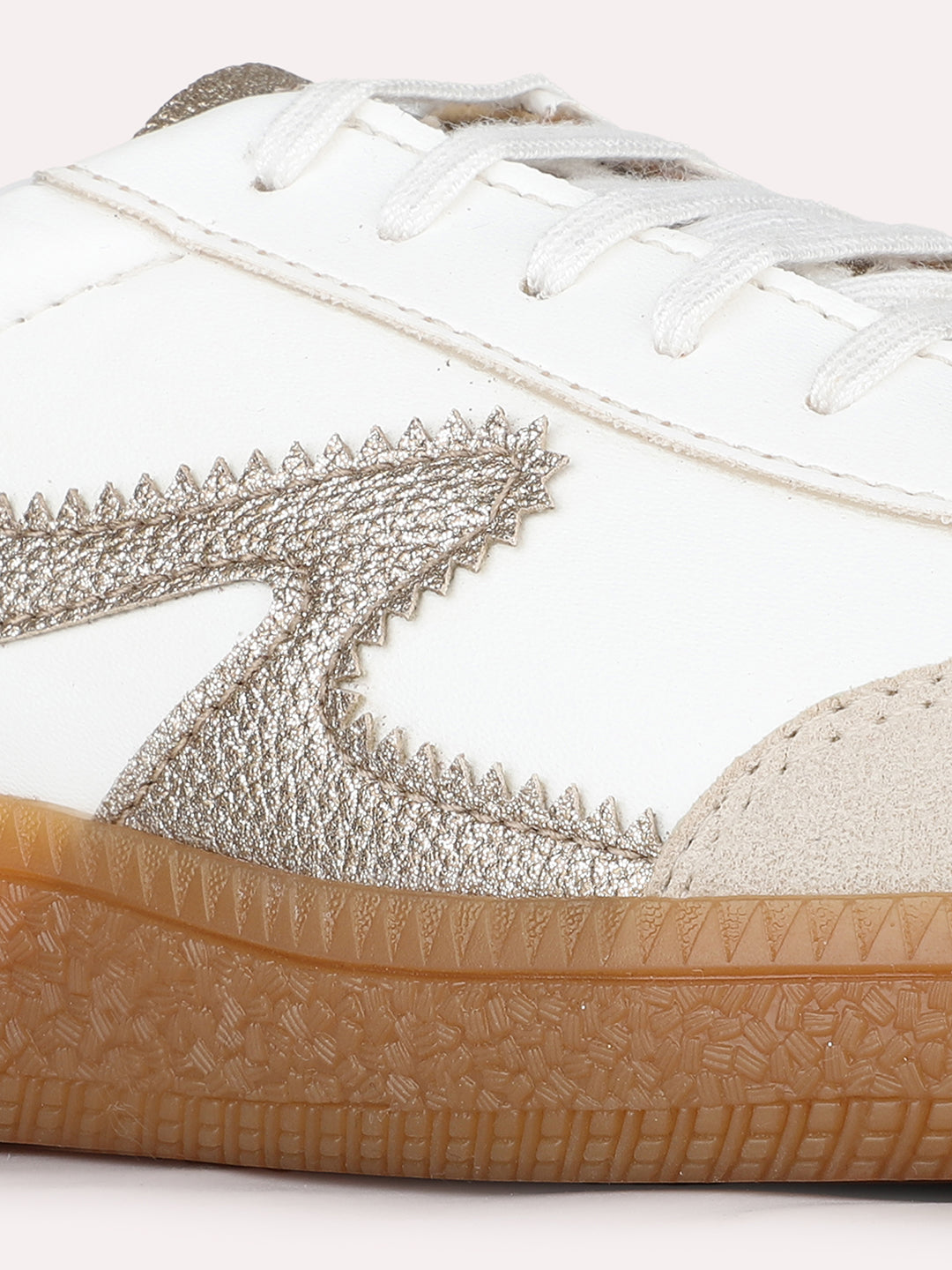 Women Golden Casual Solid Pointed Sneakers