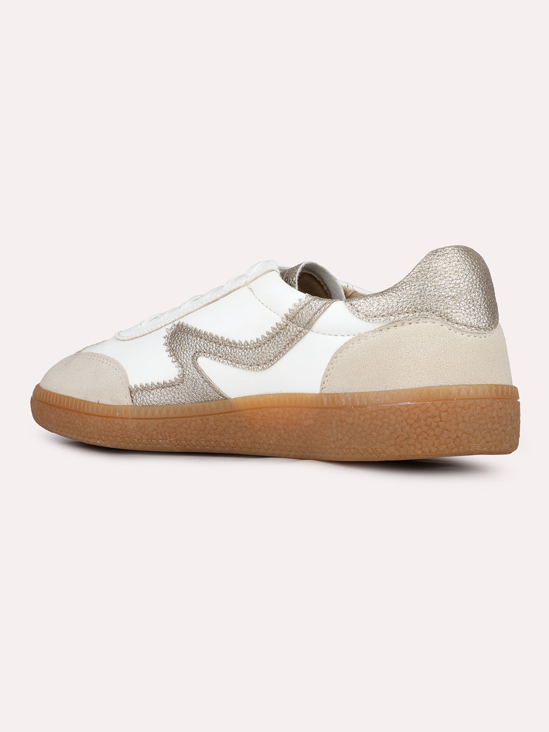 Women Golden Casual Solid Pointed Sneakers