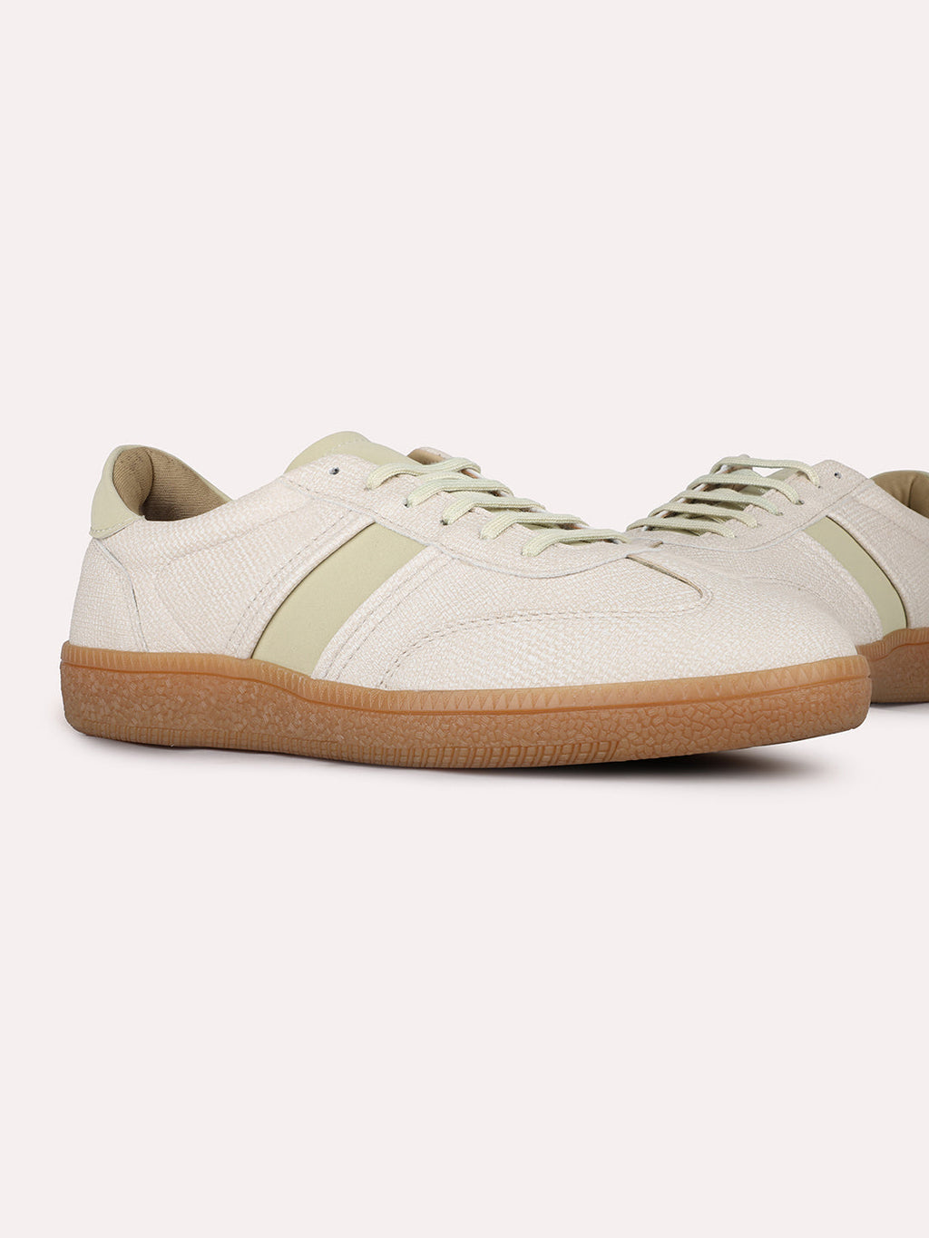 Women Beige Casual Wear Solid Pattern Pointed Sneakers