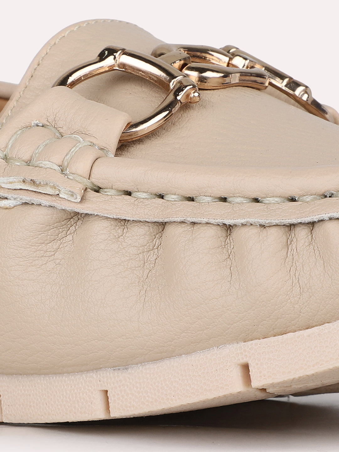 Women Beige Casual Solid Pattern Pointed Loafers