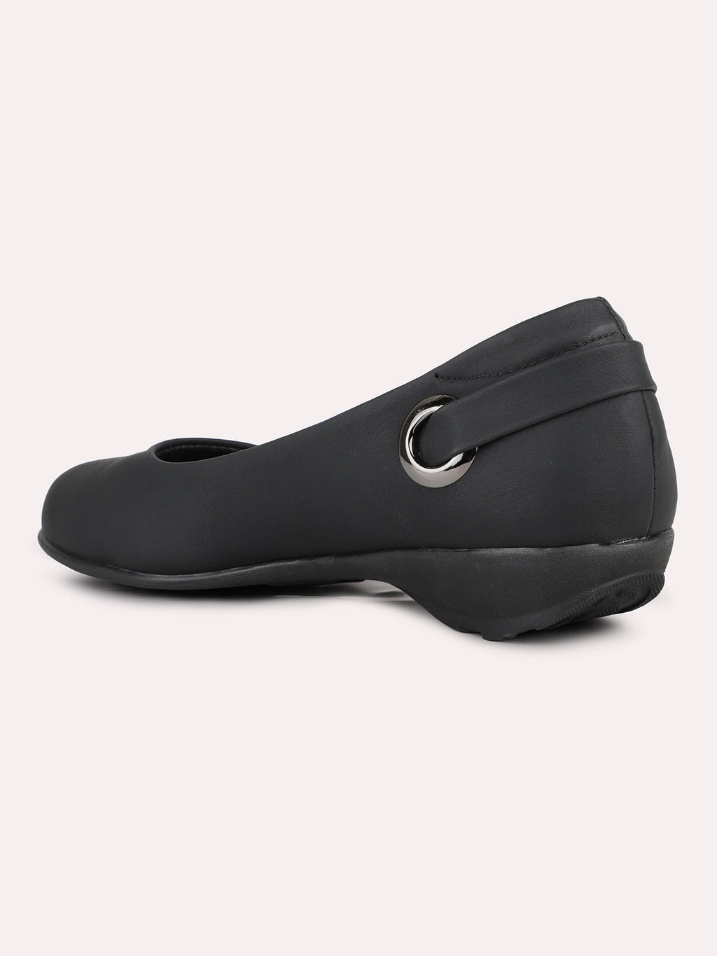 Women Black Casual Solid Pointed Flat Slip On Ballerinas