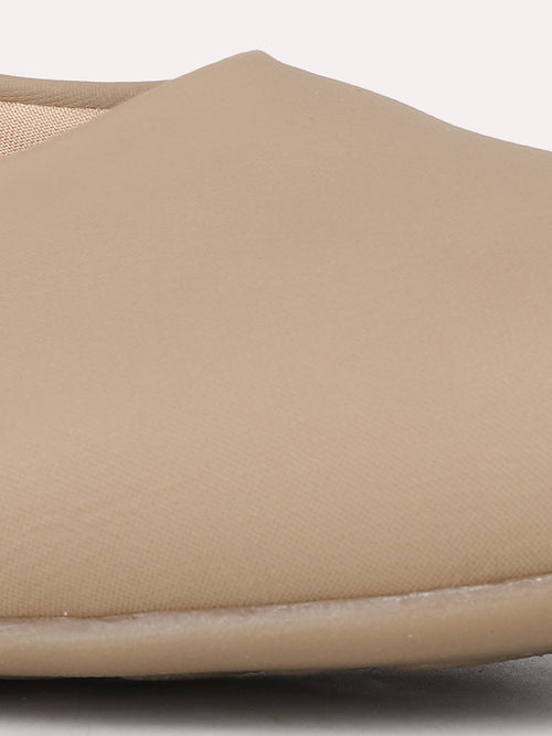 Women Beige Casual Solid Pointed Flat Ballerinas