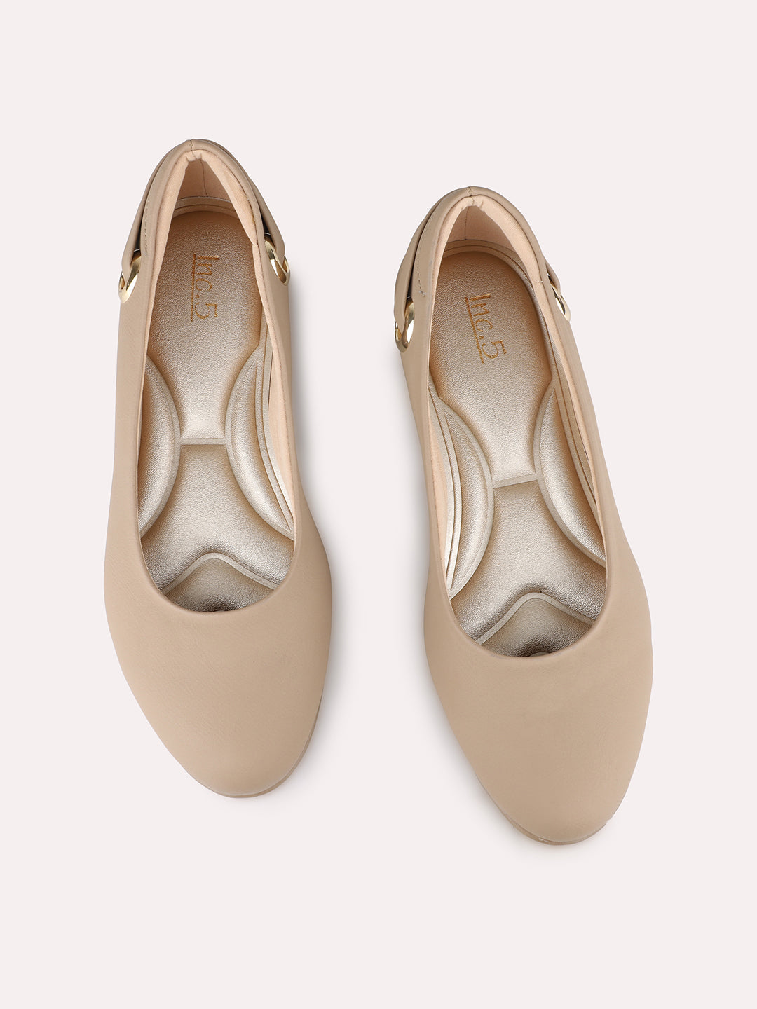 Women Beige Casual Solid Pointed Flat Ballerinas
