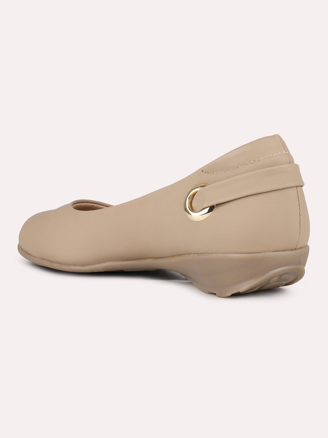 Women Beige Casual Solid Pointed Flat Ballerinas