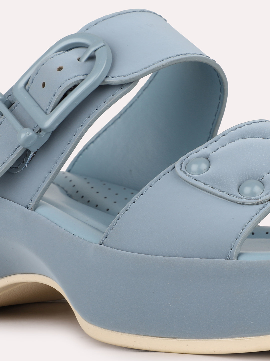 Women Blue Party Wear Solid Pointed Platform Heel Sandals