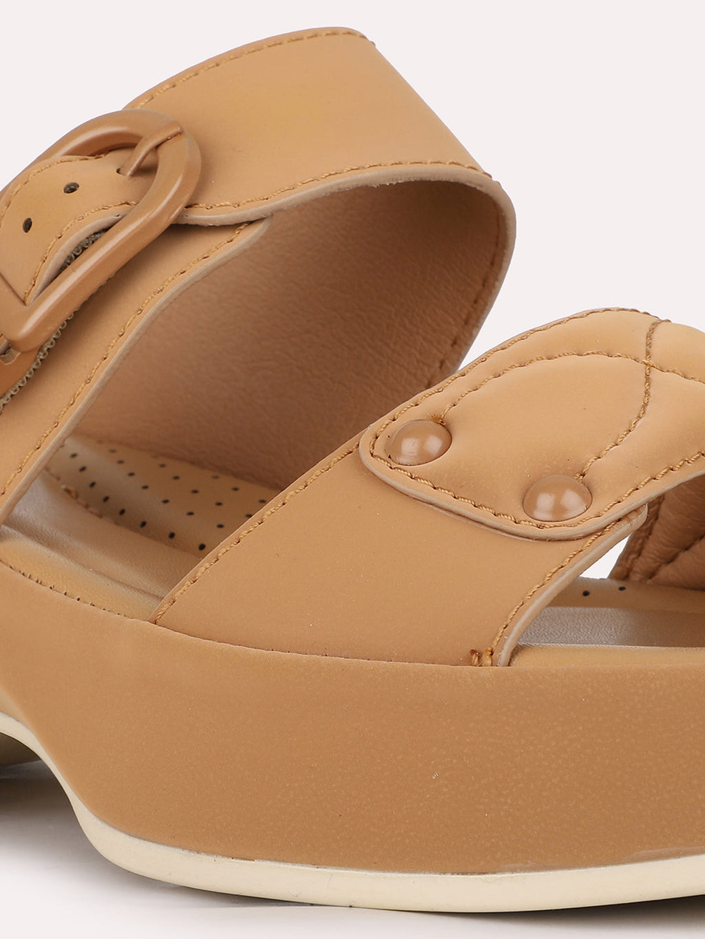 Women Tan Party Wear Solid Pointed Platform Heel Sandals