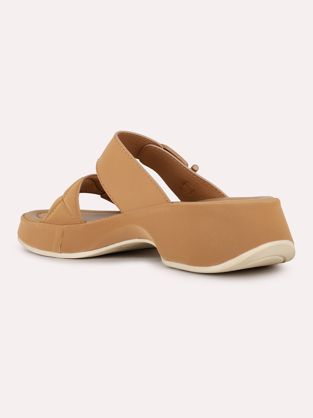 Women Tan Party Wear Solid Pointed Platform Heel Sandals