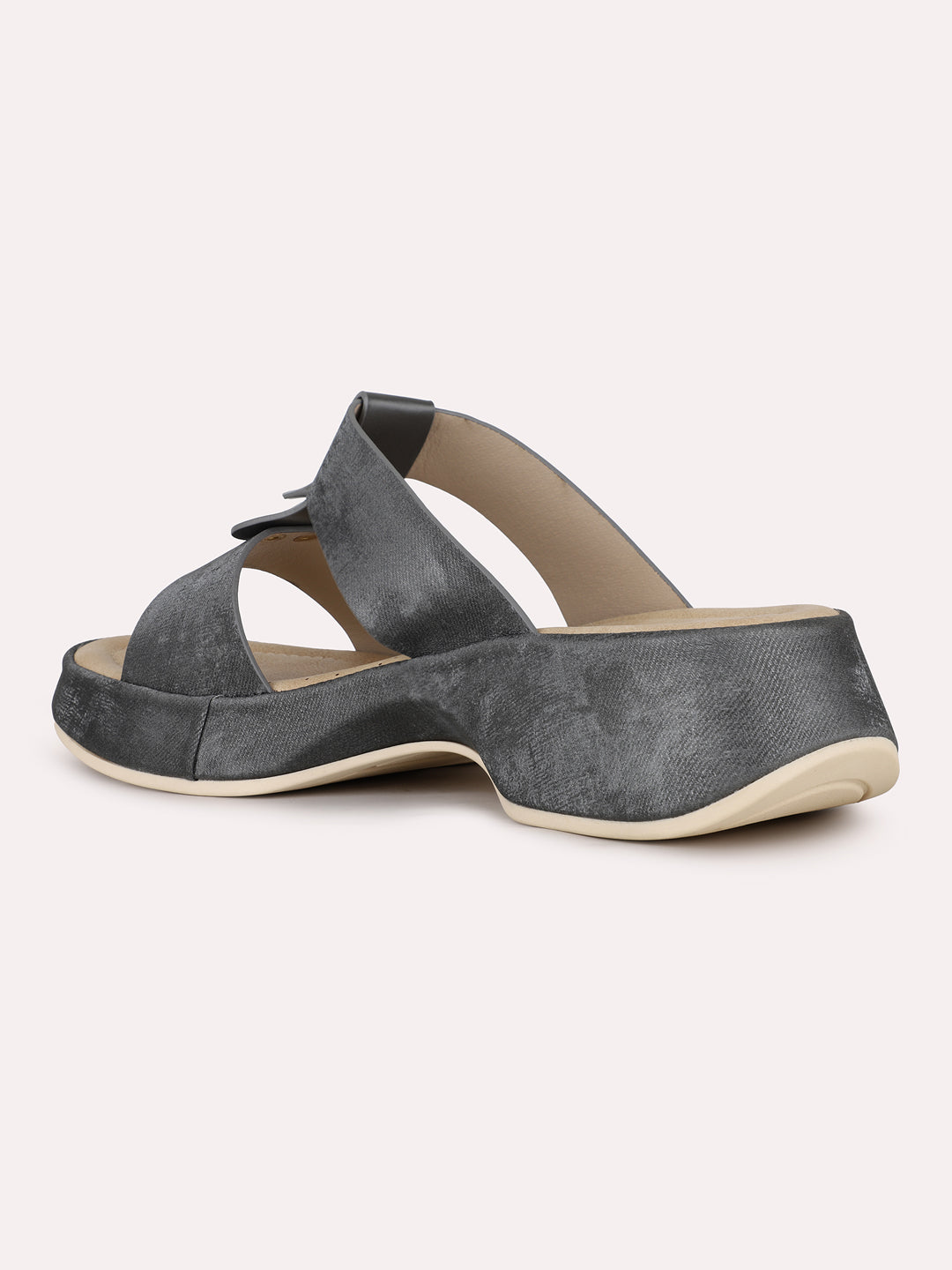 Women Grey Party Wear Solid Pointed Platform Heel Sandals