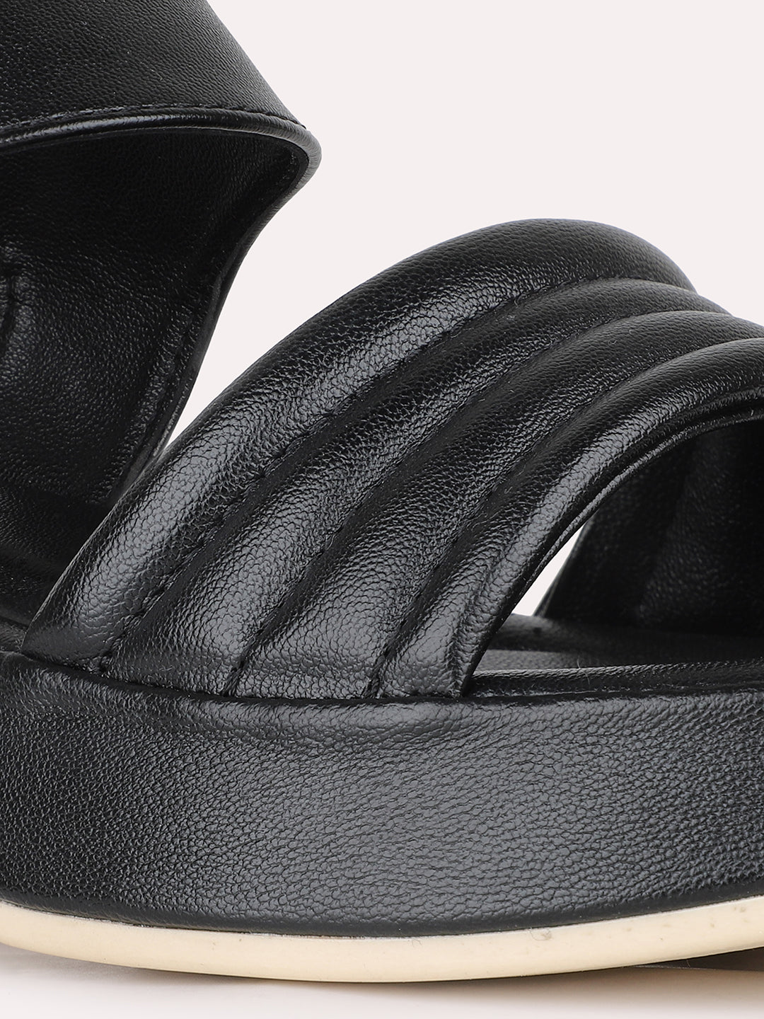 Women Black Party Wear Solid Pointed Platform Heel Sandals