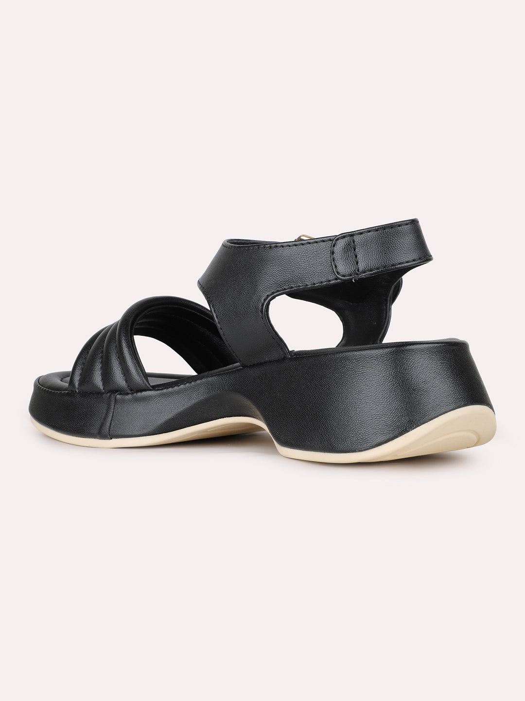 Women Black Party Wear Solid Pointed Platform Heel Sandals