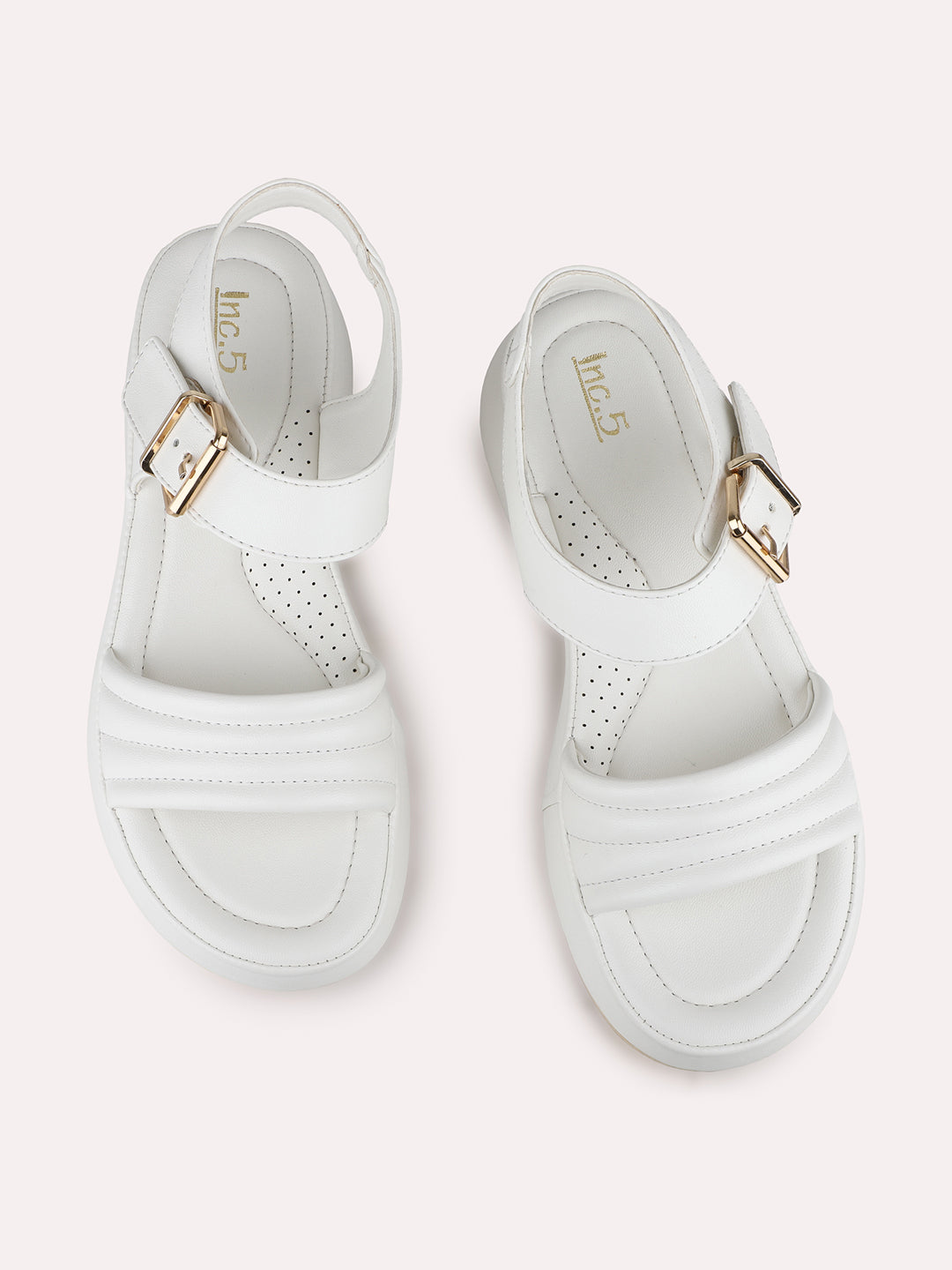 Women White Party Wear Solid Pointed Platform Heel Sandals